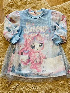 VESTIDO MANGA LONGA TULE FOIL CINTI (TAM G AO 2)