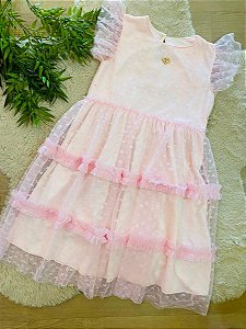 VESTIDO MANGA CURTA TULE KIKI XODÓ - TAM 6 AO 12