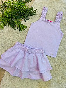 CONJUNTO BLUSINHA E SHORT SAIA MUNDO CINTI - TAM 2 AO 10