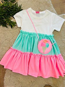 VESTIDO TRES MARIAS COM BOLSO MUNDO CINTI - TAM 2 AO 6