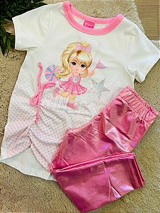 CONJUNTO CAMISETA E LEGGING MUNDO CINTI - TAM 2 AO 4