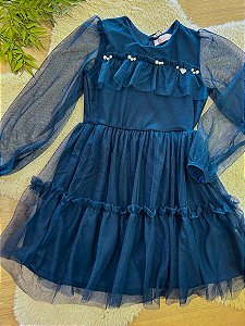 VESTIDO MANGA LONGA TULE KUKIÊ - TAM 4 AO 10