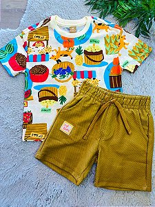 CONJUNTO CAMISETA E BERMUDA MALHA UP BABY - TAM 1 AO 4