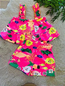 CONJUNTO BATA E BERMUDA MALHA UP BABY - TAM 1 AO 6
