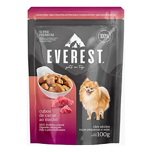 Ração Úmida Everest Cães Raças Pequenas e Mini 100g-Cubos de Carne ao Molho