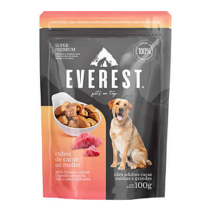 Ração Úmida Everest Cães Raças Médias e Grandes 100g-Cubos De Carne ao Molho