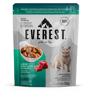 Ração Úmida Everest Cubos de Atum ao Molho para Gatos Castrados - 85g