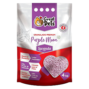 Areia Higiênica Para Gatos Purple Moon Lavanda Great Pets 4kg