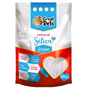 Areia Higiênica Para Gatos Sílica Grossa Great Pets 1,6kg
