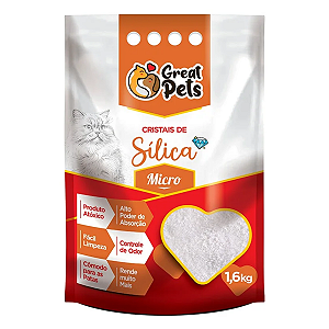 Areia Higiênica para Gatos Sílica Cristal Micro Great Pets 1,6kg