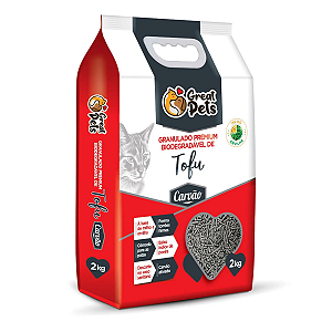 Areia Biodegradável Tofu Carvão Ativado Gatos Great Pets 2kg
