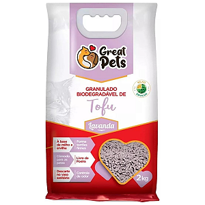 Areia Biodegradável Tofu Lavanda Gatos Great Pets 2kg
