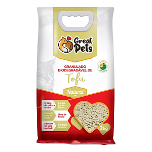 Areia Biodegradável Tofu Natural Gatos Great Pets 2kg