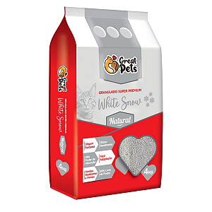 Granulado Areia De Gato Premium White Snow Natural Great Pets 4kg