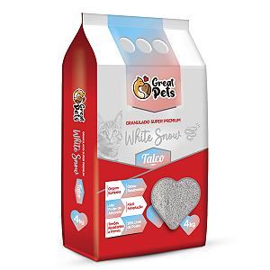 Granulado Areia para Gatos Premium White Snow Talco Great Pets 4kg