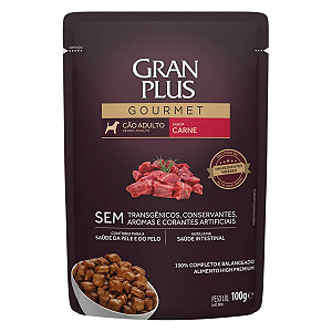 Ração Úmida GranPlus Gourmet Cão Adulto Carne 100g
