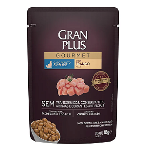 Ração Úmida GranPlus Gourmet Gatos Castrados Frango 85g
