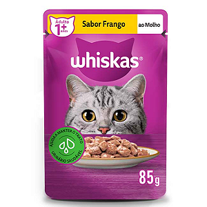 Ração Úmida Whiskas Sachê para Gatos Adultos Sabor Frango ao Molho - 85g