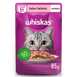 Ração Úmida Whiskas Sachê para Gatos Adultos Sabor Salmão ao Molho - 85g