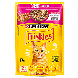 Ração Úmida Friskies Para Gatos Adultos Carne ao molho 85g