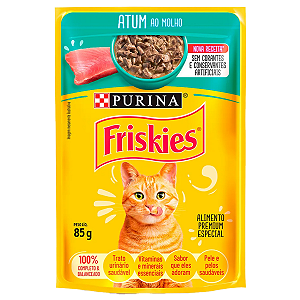 Ração Úmida Friskies Para Gatos Adultos Atum ao molho 85g