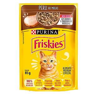 Ração Úmida Friskies® Para Gatos Adultos Peru ao molho 85g