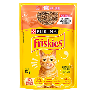 Ração Úmida Friskies Para Gatos Adultos Salmão ao molho 85g
