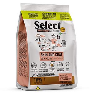 Ração Select by Monello Skin And Coat para Gatos Adultos Sabor Salmão, Cenoura e Blueberry 10,1kg