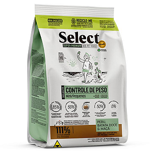 Ração Select by Monello Controle de Peso para Cães Adultos de Porte Mini e Pequeno Sabor Peru, Batata Doce e Maçã 10,1kg