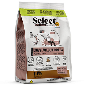 Ração Select by Monello Digestão Equilibrada para Cães Adultos de Porte Médio e Grande Sabor Frango, Ovos e Maçã 10,1kg