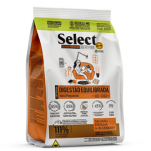 Ração Select by Monello Digestão Equilibrada para Cães Adultos de Porte Mini e Pequeno Sabor Salmão, Ervilha e Blueberry 7kg