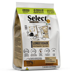 Ração Select by Monello Longevidade para Cães Senior 7+ de Porte Mini e Pequeno Sabor Peru, Ervilha e Blueberry 7kg