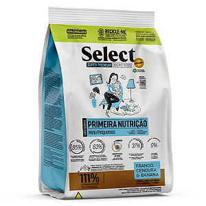 Ração Select by Monello Primeira Nutrição para Cães Filhotes de Porte Mini e Pequeno Sabor Frango, Cenoura e Banana 7kg