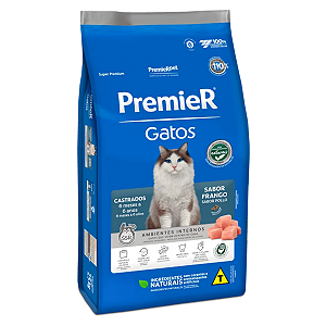 Ração Premier Ambientes Internos Gatos Castrados 6 meses a 6 Anos Frango