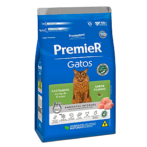 Ração Premier Ambientes Internos Gatos Castrados Acima 12 Anos Frango