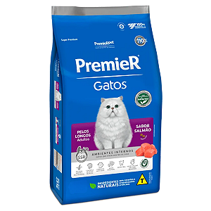 Ração Premier Ambientes Internos Gatos Pêlos Longos Salmão