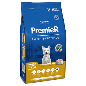 Ração Premier Pet Ambientes Internos Frango e Salmão para Cães Filhotes Porte Pequeno