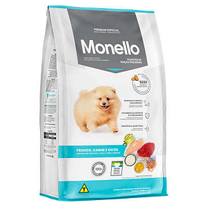 Ração Seca para Cães Filhotes Raças Pequenas Monello Tradicional Frango, Carne e Ovos