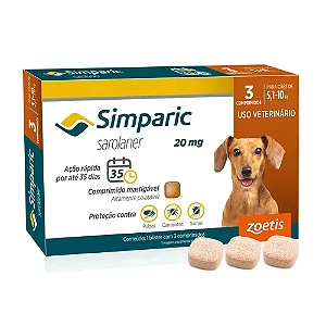 Antipulgas Simparic 20mg para Cães 5 a 10kg