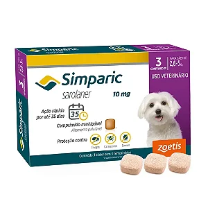 Antipulgas Simparic 10mg para Cães 2,6 a 5kg