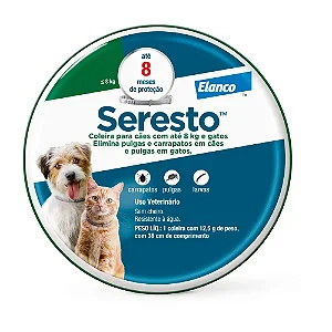 Coleira Antipulgas Seresto Cães e gatos até 8kg - 8 meses de proteção Único