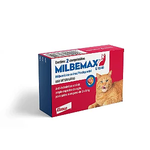 Vermífugo Milbemax Gatos 2 a 8kg 2 Comprimidos