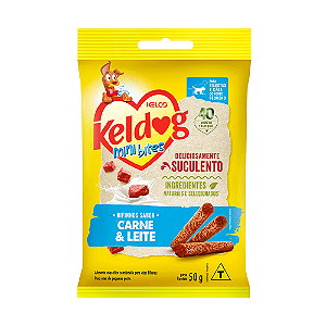 Petisco Keldog Filhotes Mini Bites Carne e Leite 50 g