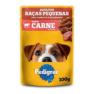 Ração Úmida Pedigree Para Cães Adultos Raças Pequenas Carne ao molho 100g