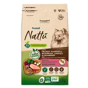 Ração Premier Nattu Cães Adultos Pequeno Porte Mandioca 1 kg
