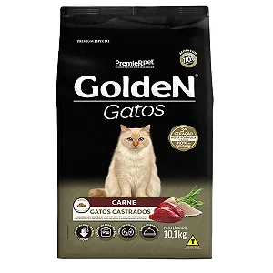 Ração Golden Gatos Adultos Castrados Carne 10,1kg