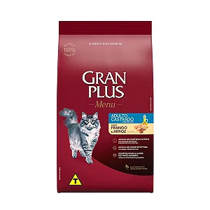 Ração GranPlus Menu Gatos Adultos Castrados Frango e Arroz 10,1 kg