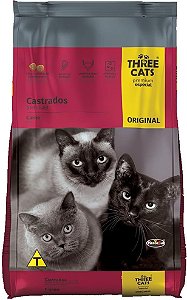 Ração Three Cats Original Sabor Carne para Gatos Adultos Castrados 10,1kg