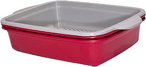 Bandeja Sanitária Furba para Gatos, 10 Litros, com Peneira Integrada, 50x35x13 cm, Kit 3 Peças