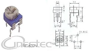 1K TRIMPOT RF637V HORIZ.